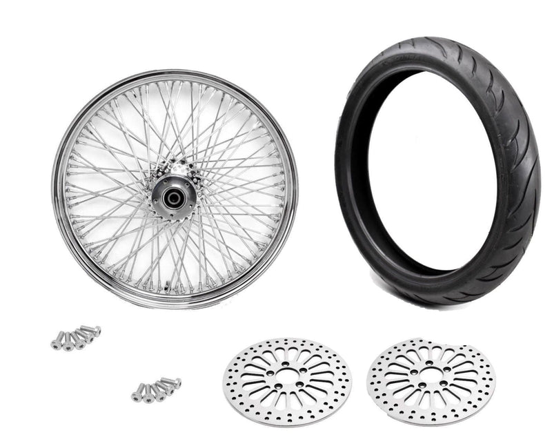 Ultima Wheels & Tire Packages 21 x 3.5 80 Spoke Front Wheel 120/70 BW Tire Package 1984-2007 Harley Touring