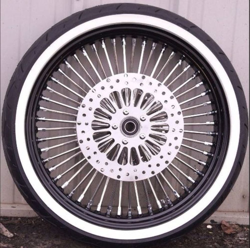 Ultima Wheels & Tire Packages Black 48 King Spoke Fat 21" X 2.15" Front Wheel Rim WW Tire Package Harley 84+