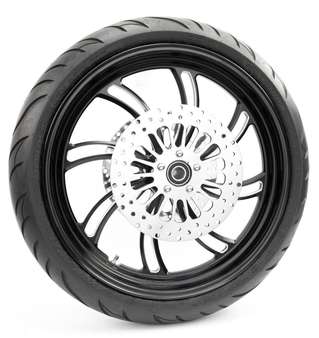 Ultima Wheels & Tire Packages Black Vortex 21" 3.5" Billet Front Wheel Rim Tire Package Harley Touring 84-07