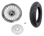 Ultima Wheels & Tire Packages Chrome 16" x 3" 80 Twisted Spoke Rear Wheel Rim Tire Package BW Harley 84-99