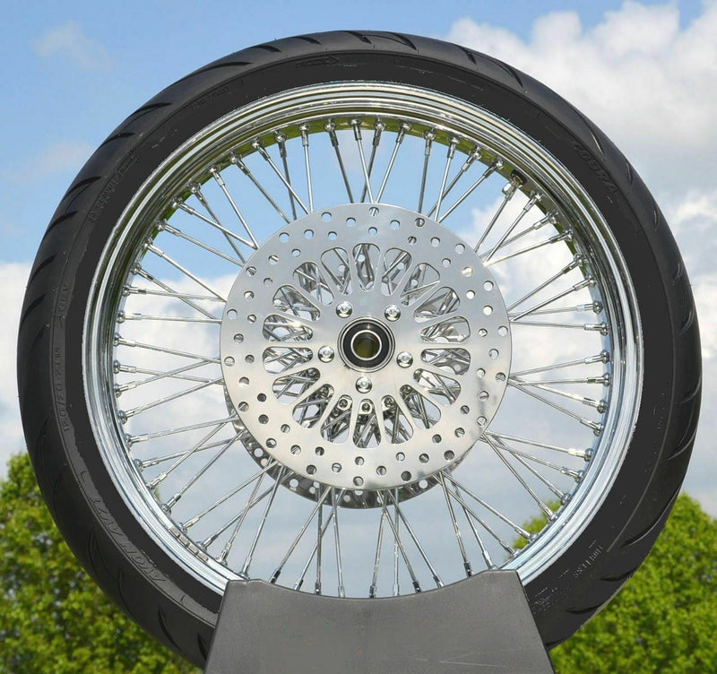 Ultima Wheels & Tire Packages Chrome 21 x 3.5 60 Spoke Front Wheel Rim BW Tire Package 84-07 Harley Touring