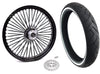 Ultima Wheels & Tire Packages Ultima 48 King Spoke Fat 23 X 3.5 Front Wheel Tire Package Harley Black Out 08+.