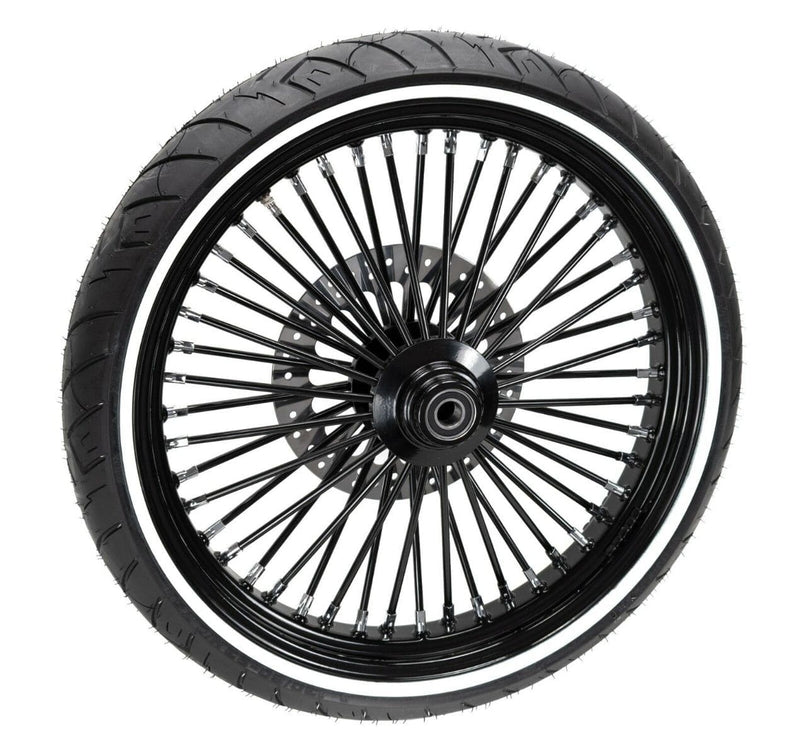 Ultima Wheels & Tire Packages Ultima 48 King Spoke Fat 23 X 3.5 Front Wheel Tire Package Harley Black Out 08+.