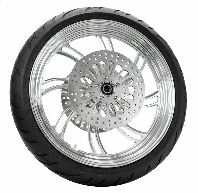Ultima Wheels & Tire Packages Ultima Vortex 21" x 2.15" Polished Billet Front Wheel Rim Tire Package BW Harley