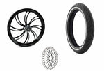 Ultima Wheels & Tire Packages Vortex Black Billet Aluminum Front Wheel WW Tire Package 21 2.15 Harley SD 08+