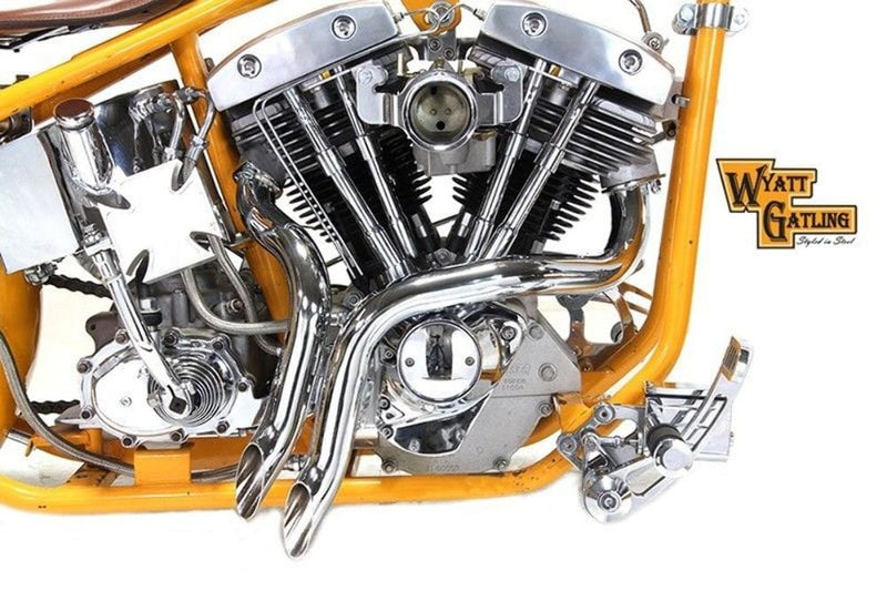 V-Twin Manufacturing 1 3/4" LAF L.A.F Chrome Y Down Draft Drag Pipes Exhaust 71-84 Harley Shovelhead