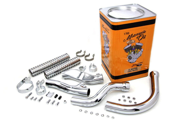 V-Twin Manufacturing Exhaust Systems Chrome Replica Replacement Exhaust Pipes Header Kit 1948-1957 Harley Panhead FL