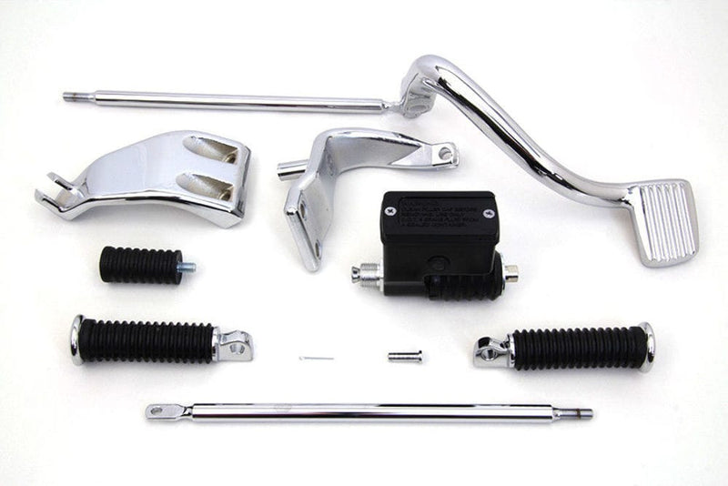 V-Twin Manufacturing Foot Pegs & Pedal Pads Chrome OE Replacement Mid-Controls Shifter Footpeg Kit Set Harley 1991-2017 Dyna