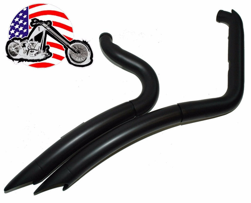 American Classic Motors Exhaust Systems 2 1/4" Big Radius Black Exhaust System Drag Pipes 1986-2017 Harley Softail