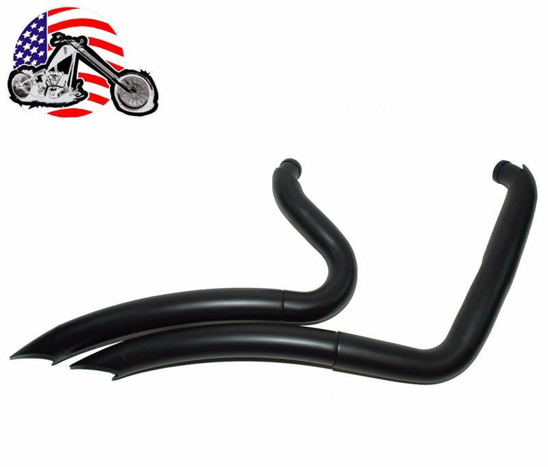 American Classic Motors Exhaust Systems 2 1/4" Black Big Radius Radius Curves Full Exhaust Drag Pipe System Harley Dyna