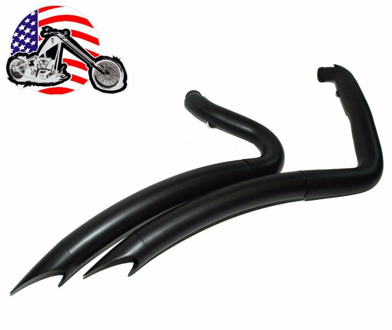 American Classic Motors Exhaust Systems 2 1/4" Black Big Radius Radius Curves Full Exhaust Drag Pipe System Harley Dyna