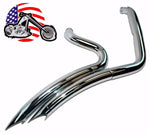 American Classic Motors Exhaust Systems 2 1/4" Chrome Big Radius Radius Curves Full Exhaust Drag Pipe System Harley Dyna