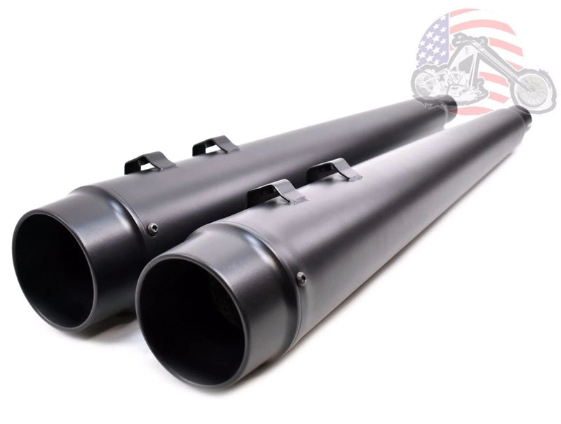 American Classic Motors Exhaust Systems 4" Black Megaphone Slip-On Mufflers Exhaust Pipes 95-16 Harley Touring Dresser