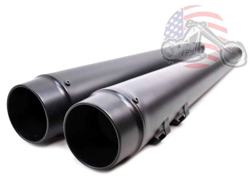 American Classic Motors Exhaust Systems 4" Black Megaphone Slip-On Mufflers Exhaust Pipes 95-16 Harley Touring Dresser