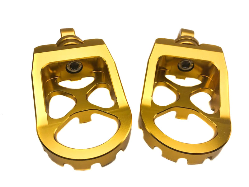 American Classic Motors Foot Pegs & Pedal Pads ACM Gold Aluminum MX Motorcycle Platform Foot Pegs Harley Dyna Sportster Softail
