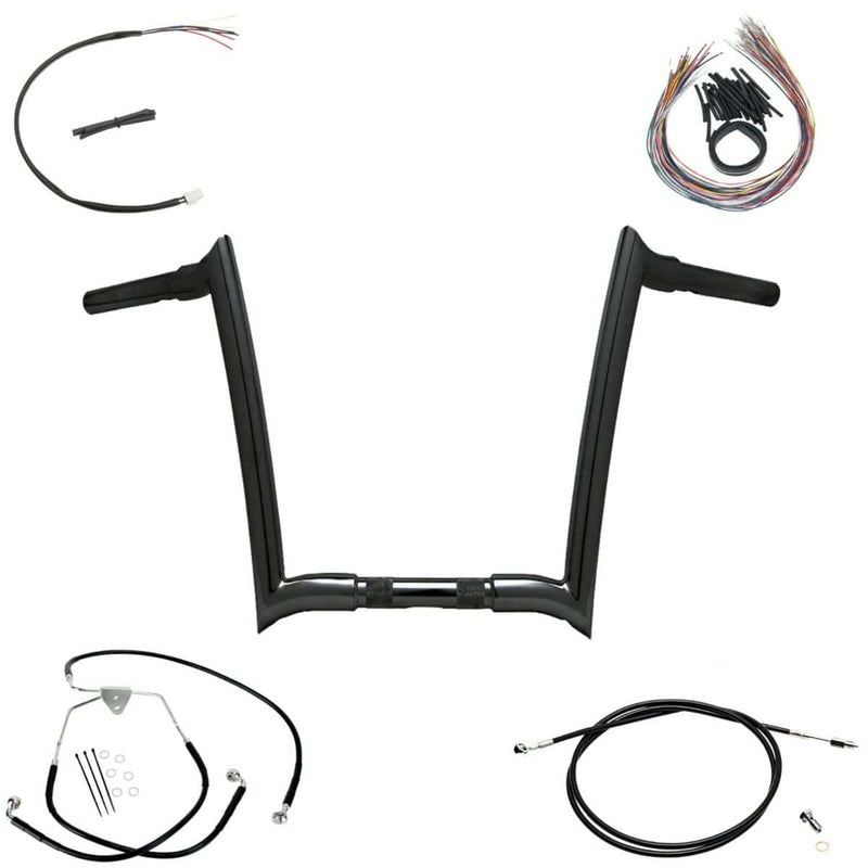 American Classic Motors Handlebars OEM Yaffe Black 14" Monkey Bars Package 2008-2012 Harley Road King Glide CVO