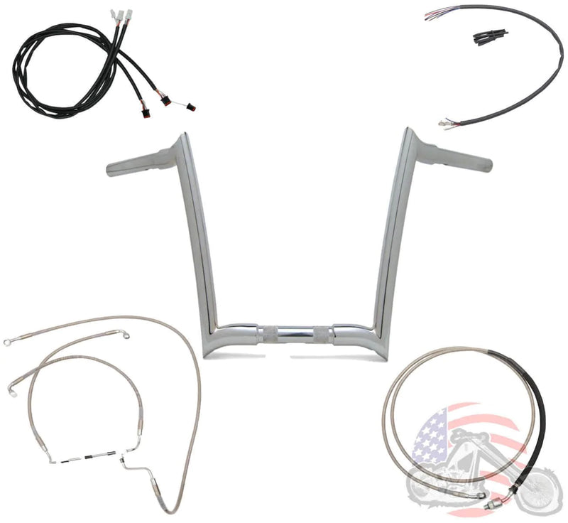 American Classic Motors Handlebars Paul Yaffe 14" OEM Chrome Monkey Bagger Bars Handlebars 17+ Harley Package FLHR