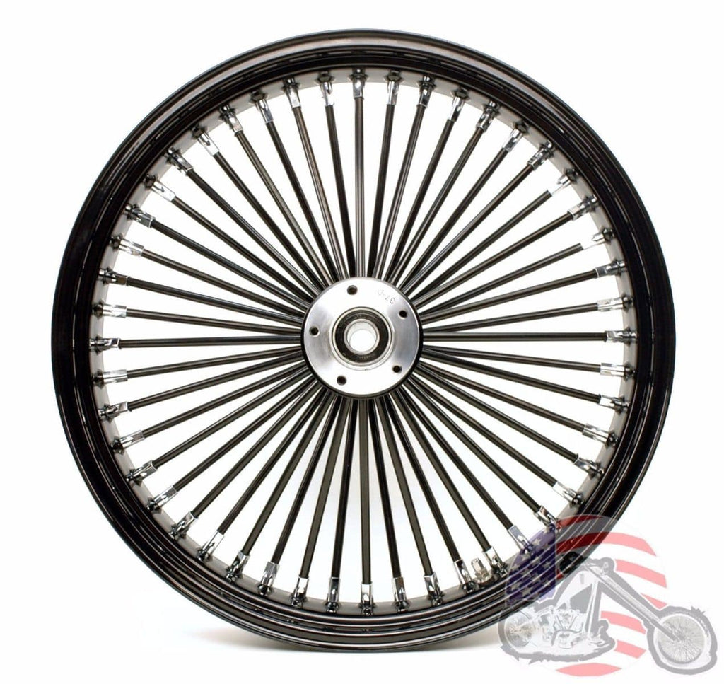 American Classic Motors Wheels & Rims 21 x 3.5 Blackout 46 Fat Spoke Front Wheel with Black Rim Hub Harley Dual Disc
