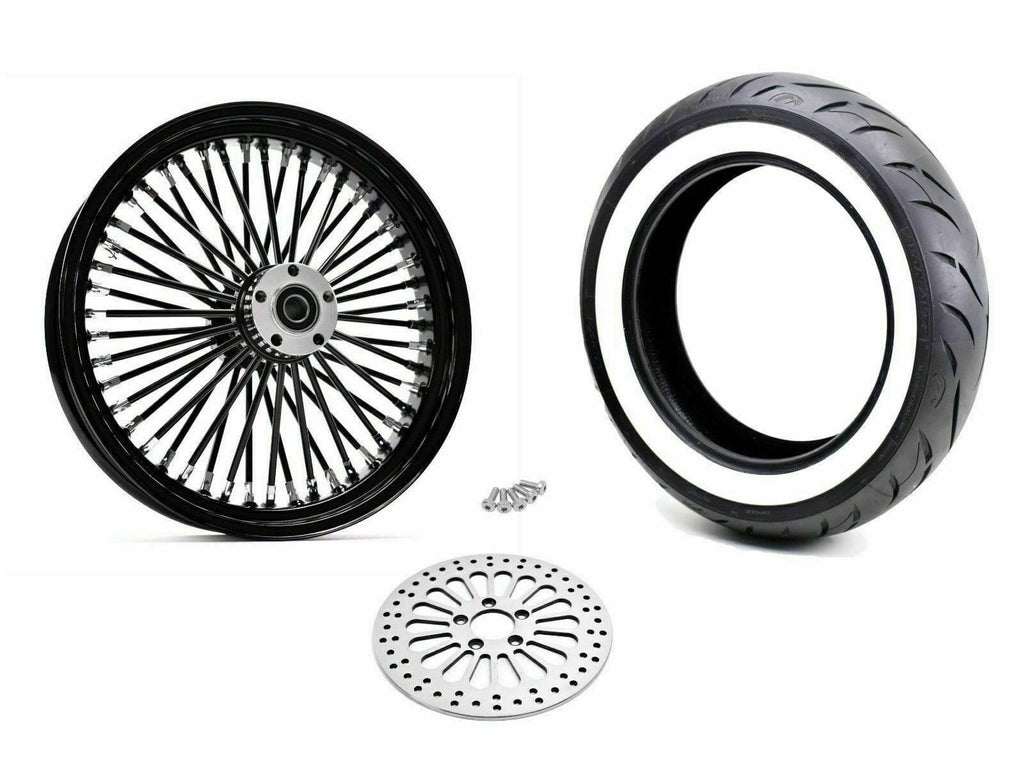 American Classic Motors Wheels & Tire Packages 16 3.5 46 Fat King Spoke Black Rear Rim WW Wheel Package Harley Touring Softail