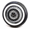 American Classic Motors Wheels & Tire Packages 16 3.5 46 Fat King Spoke Rear Chrome Rim Hub Whitewall Wheel Tire Package Harley