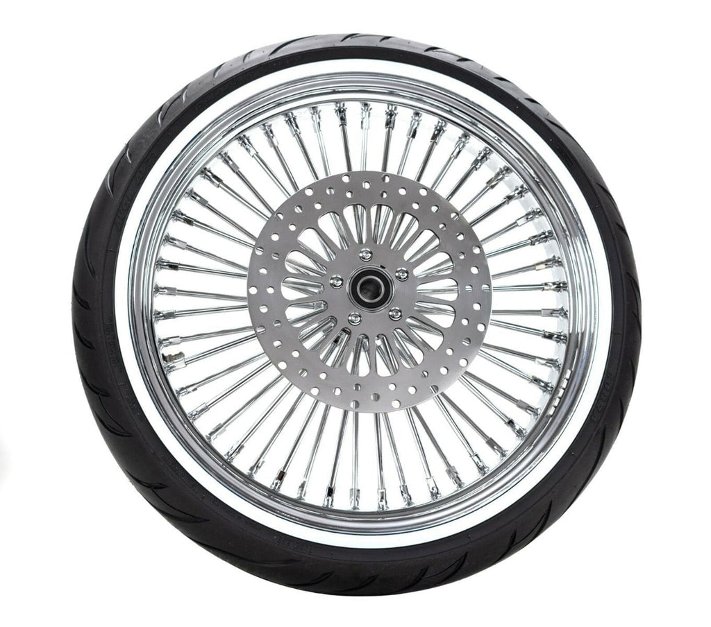 American Classic Motors Wheels & Tire Packages 21 3.5 46 Fat King Spoke Front Chrome Rim Whitewall Wheel Tire Package Harley DD
