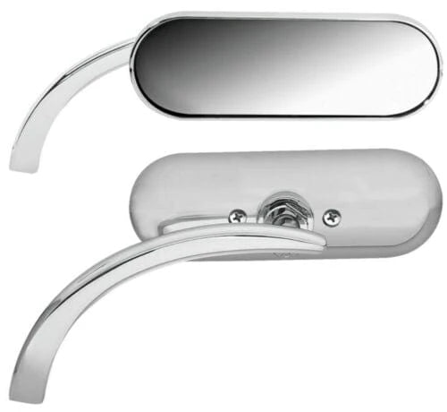 Arlen Ness Mirrors Arlen Ness Micro Mini Oval Rear View Convex Mirror Chrome Left Handlebar Mounted