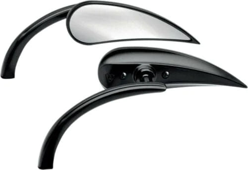 Arlen Ness Mirrors Arlen Ness Rad II Micro Rear View Teardrop Convex Mirror Black Right Handlebar