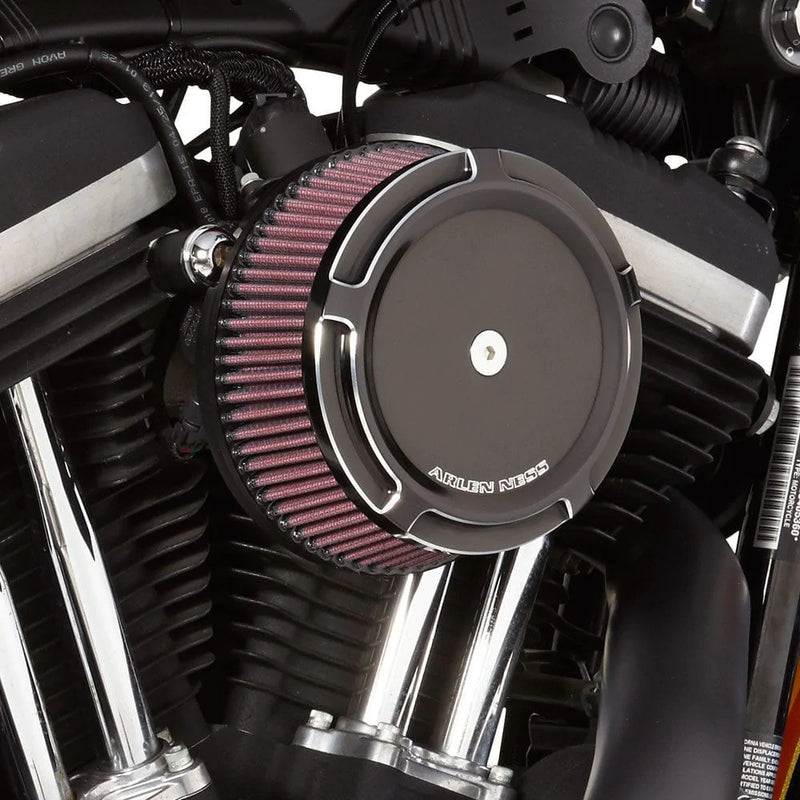 Arlen Ness Other Intake & Fuel Systems Arlen Ness Stage 1 Air Cleaner Intake Outer Cover Black Beveled Accent Harley