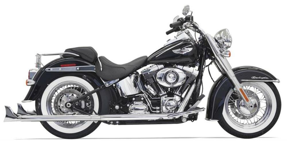 Bassani Manufacturing Bassani 33" Chrome Fishtail True Dual Exhaust System Pipes Harley Softail 07-17