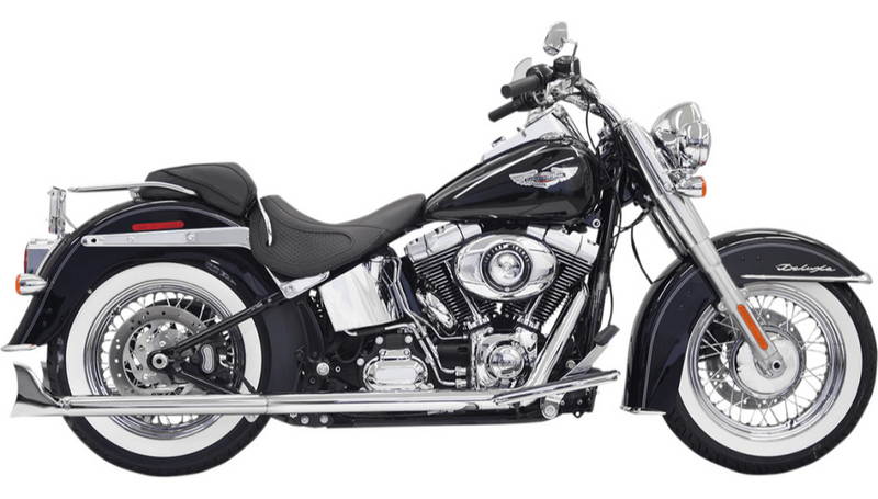 Bassani Manufacturing Bassani Fishtail True Dual Exhaust Pipe Header Chrome 30" Harley Softail 07-17