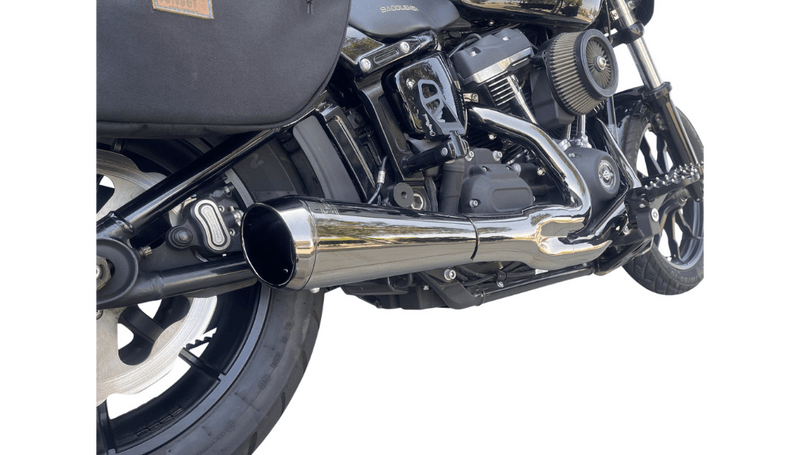 Bassani Manufacturing Bassani Slash-Cut End Cap Chrome Black Harley Road Rage Short Megaphone