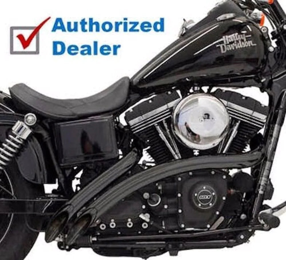 Bassani Manufacturing Exhaust Systems Bassani Black Radial Sweepers Exhaust Pipes w/ Heat Shields Harley Softail Dyna