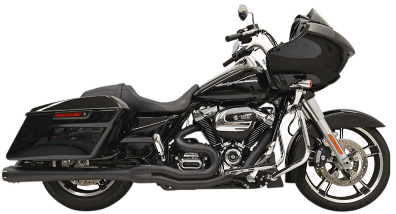Bassani Manufacturing Exhaust Systems Bassani Black Road Rage 2 into 1 Exhaust Pipe 4" Megaphone 17+ Harley Touring