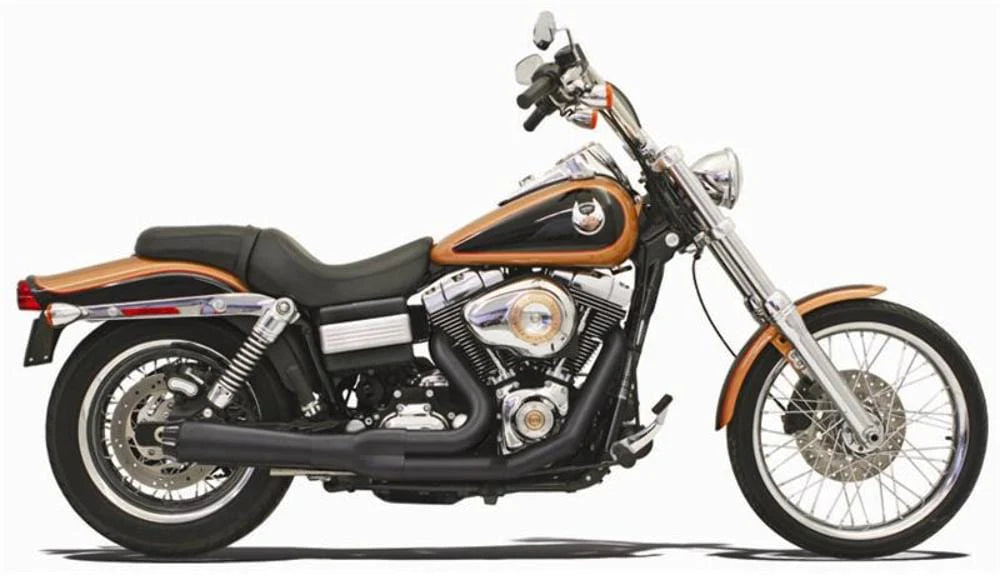 Bassani Manufacturing Exhaust Systems Bassani Black Road Rage 2 Into 1 Megaphone Exhaust System Harley Dyna 91-05 FXD