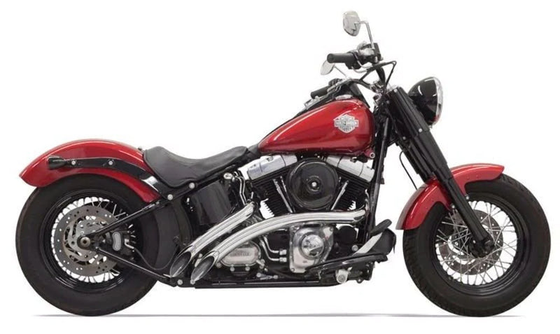 Bassani Manufacturing Exhaust Systems Bassani Chrome Radial Sweepers Exhaust Pipes w/ Heat Shields Harley Softail Dyna