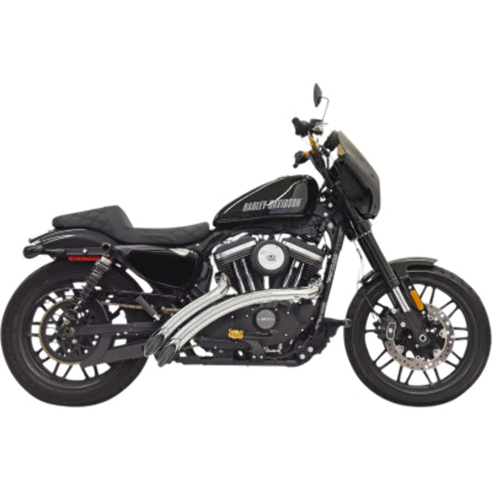 Bassani Manufacturing Exhaust Systems Bassani Slash Cut 2 Into 2 Sweeper Radius Exhaust System Pipes Harley 14+ XL1200