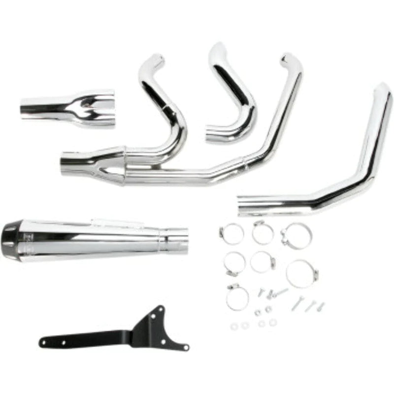Bassani Manufacturing Exhaust Systems Chrome Bassani 2 into 1 Road Rage Exhaust System Pipe Short Upswept Muffler FXR