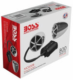 BOSS AUDIO SYSTEMS Speakers Chrome 3" Boss Audio MC600B Bluetooth 800 Watt Speakers Amp Kit Weatherproof FXD