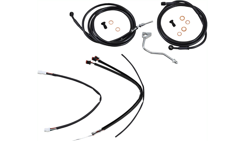 BURLY BRAND Burly 14" Black Vinyl Handlebar Extension Wiring Kit Touring Harley 17-20