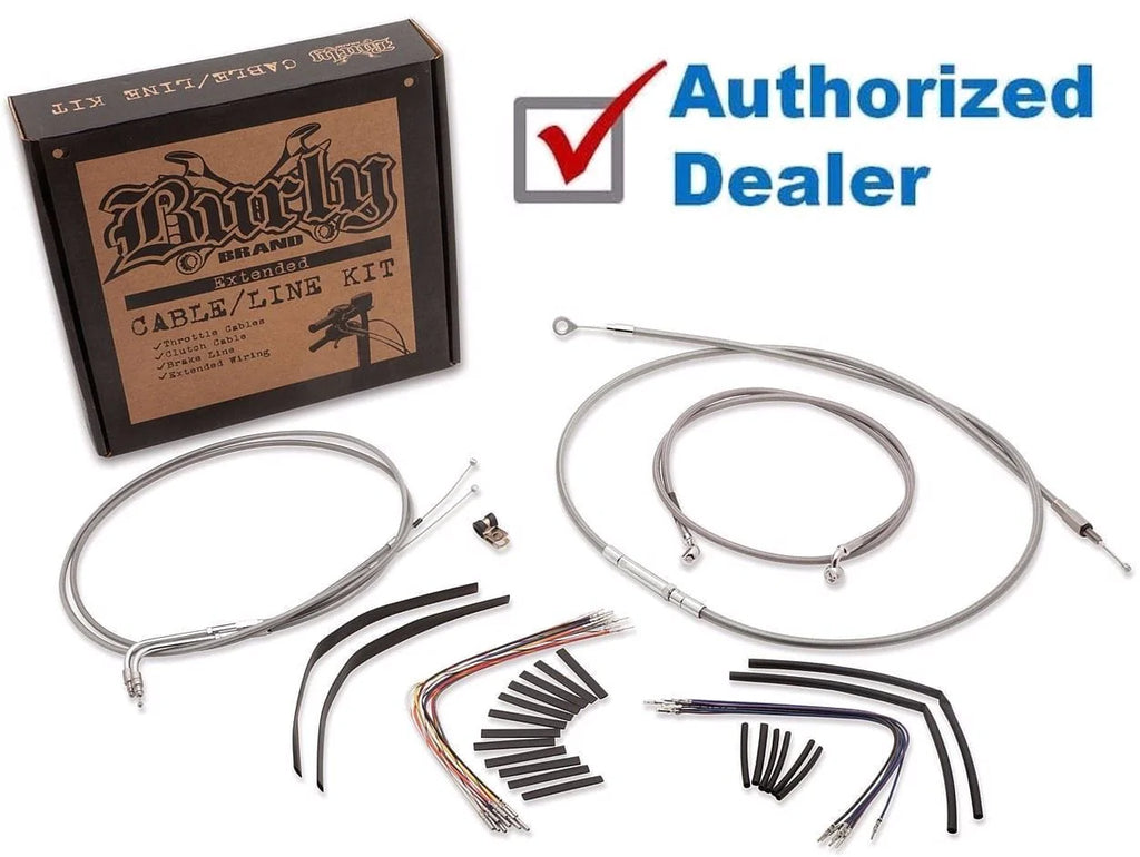 Burly Brand Burly 18" Stainless Ape Hanger Control Cables Complete Kit Softail Harley 00-06