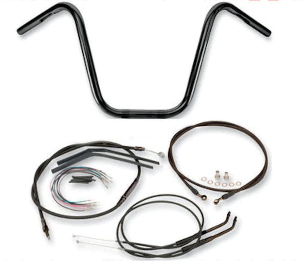 Burly Brand Burly Black 16" Apehanger Apes Handlebars + Cable Install Kit Harley Dyna Super