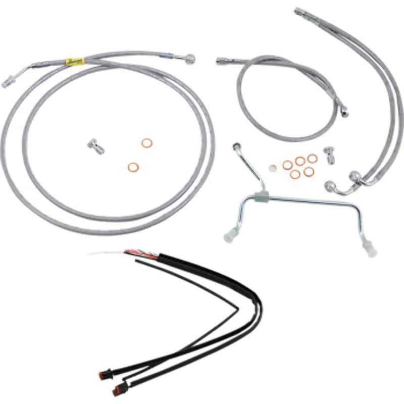 Burly Brand Other Handlebars & Levers Burly 13" Stainless Braided Handlebar Extension Wiring Kit Touring Harley 17-20