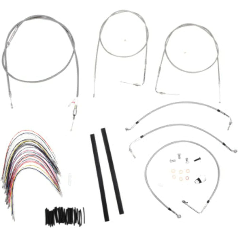 Burly Brand Other Handlebars & Levers Burly 14" Braided Stainless Handlebar Cables Complete Kit Touring Harley 99-01