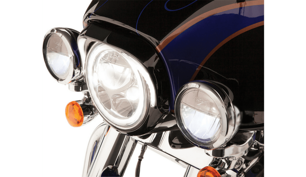 Ciro Ciro Black Fang LED Running Headlight Bezel Plug-n-Play 1996-13 Harley Touring