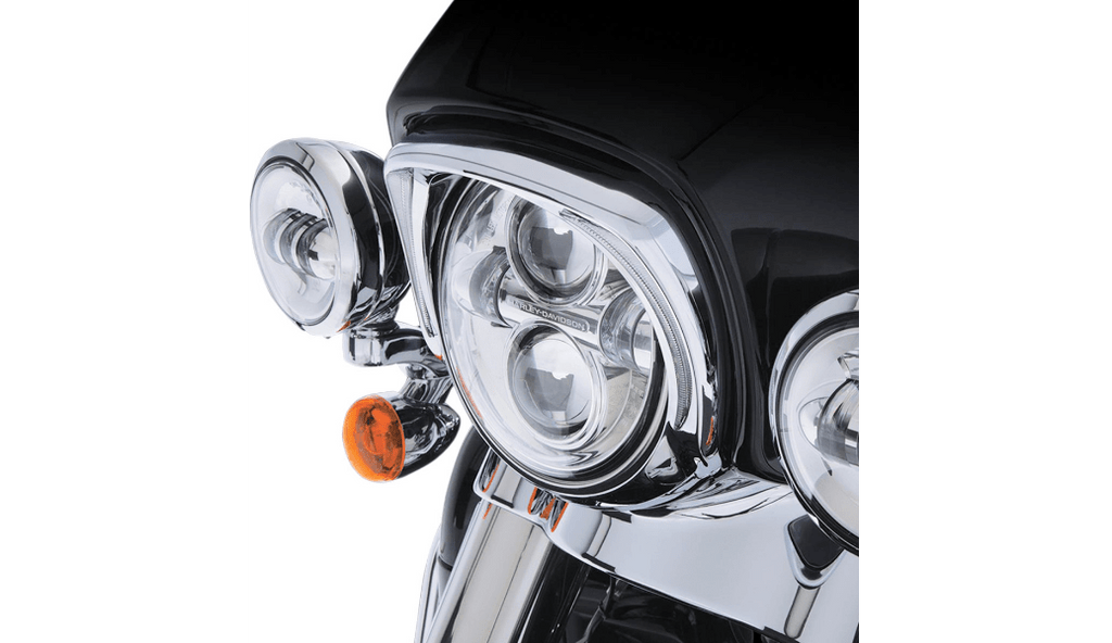 Ciro Ciro Chrome Fang LED Running Headlight Bezel Plug-n-Play 2014+ Harley Touring