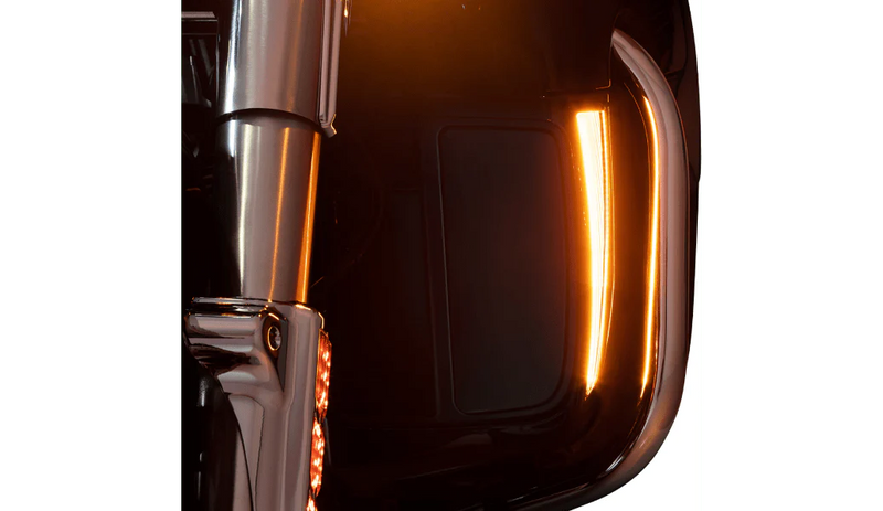 Ciro Ciro Fang Lower Fairing Lights Black Pair Set LED Amber Harley Touring 14-22