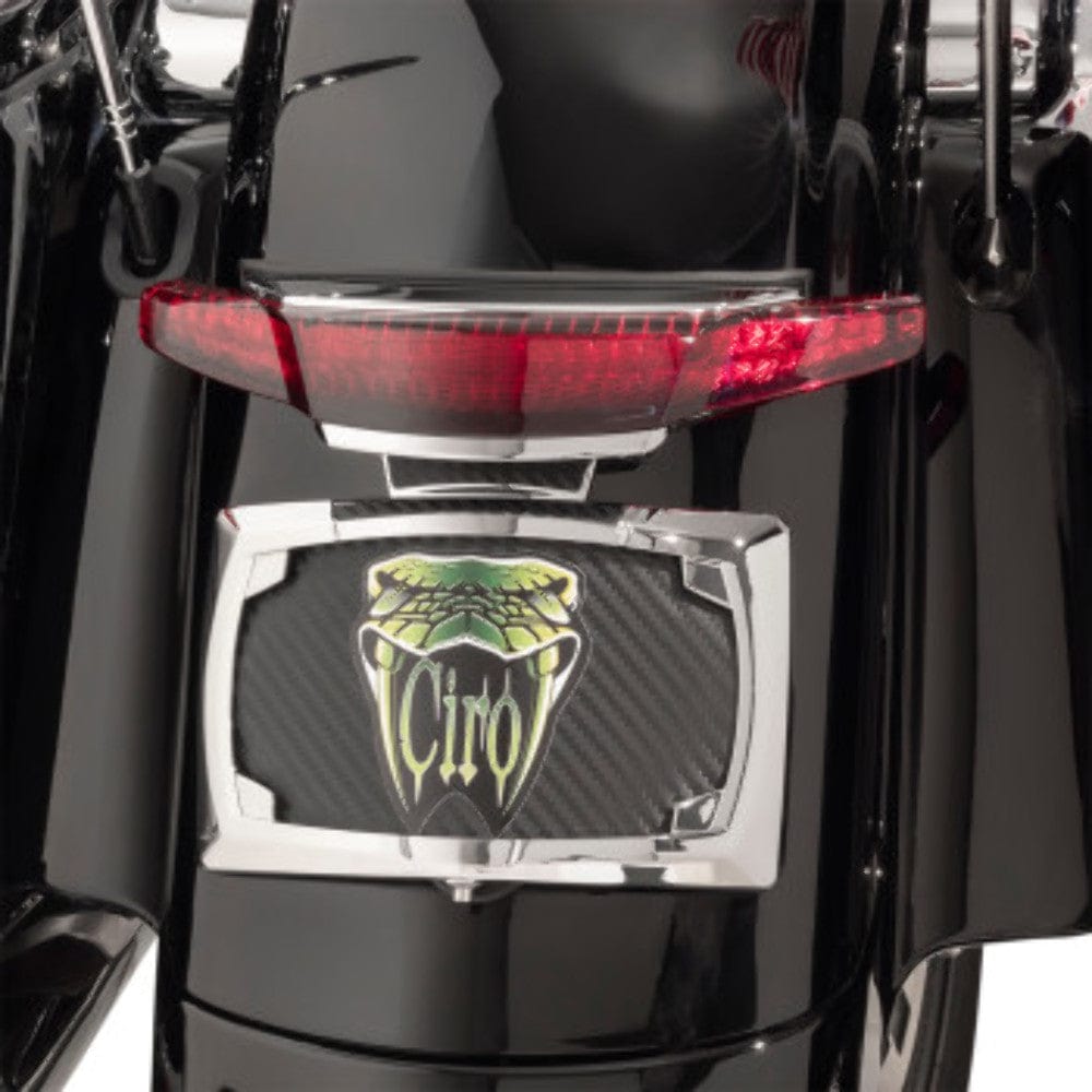 Ciro Rear & Brake Light Assemblies Ciro Red Taillight Chrome License Plate Mount Holder Harley Touring FLTRX FLHX