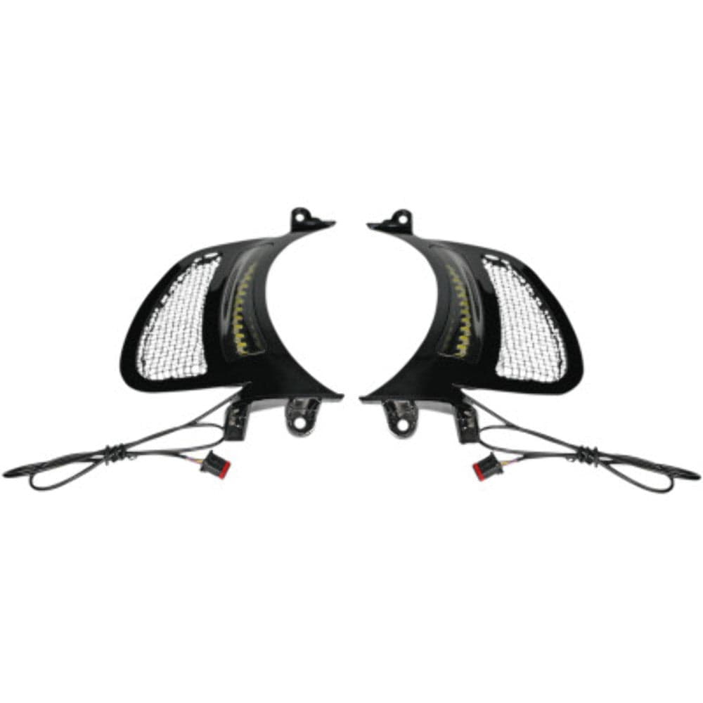 Custom Dynamics Headlight Assemblies Custom Dynamics Black Mesh LED Vent Insert Plug Play Harley 15+ FLTR Road Glide