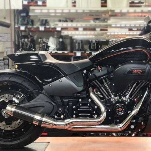 DandD Performance Exhaust Silencers, Mufflers & Baffles D&D Bob Cat 2:1 Chrome Full Exhaust Black Satin Sleeve Harley Softail 18+