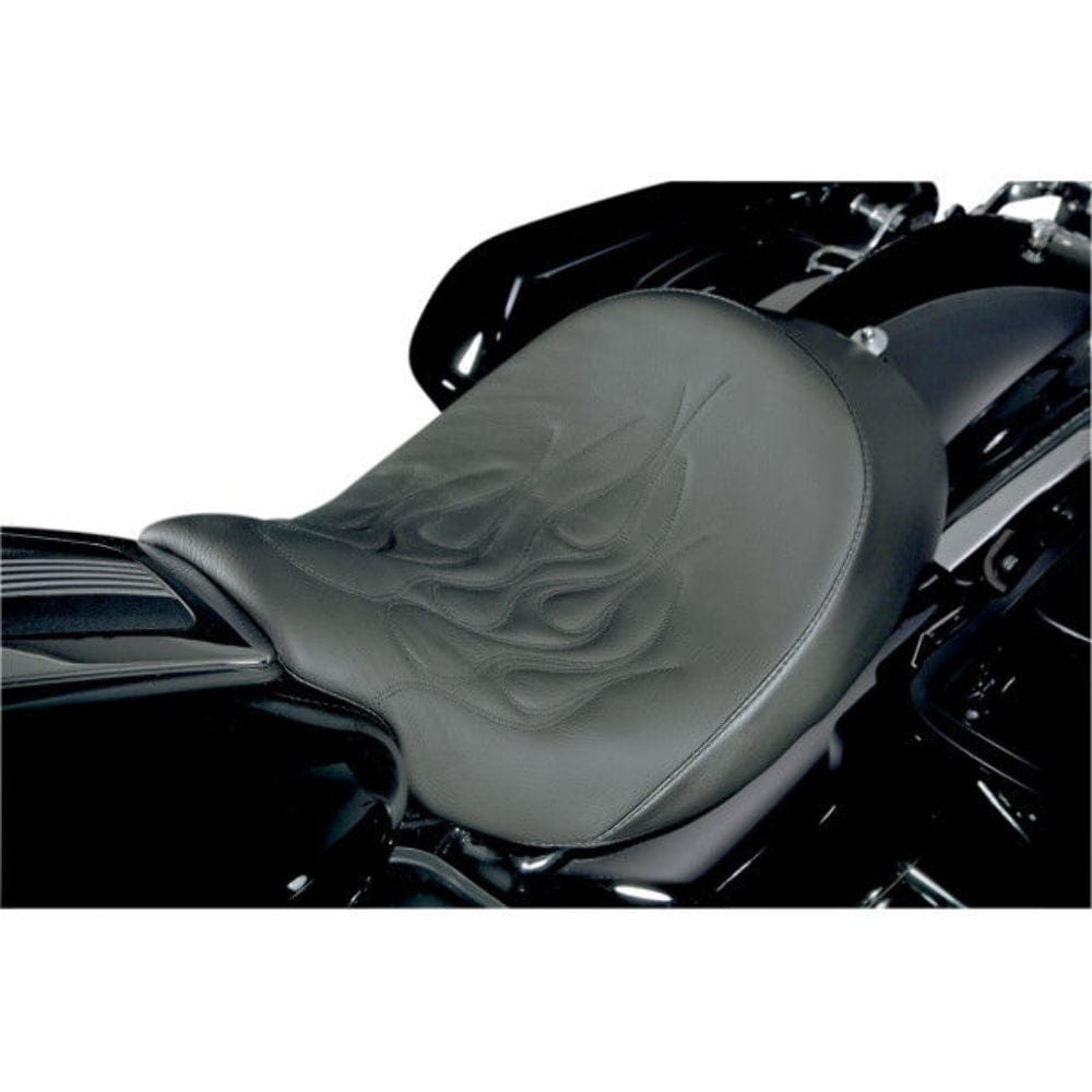 Danny Gray Seats Danny Gray Speed Cradle Solo Flame Flamed Seat Black 08-19 Harley Touring Bagger